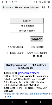 Screenshot of the Search from a mobile browser
